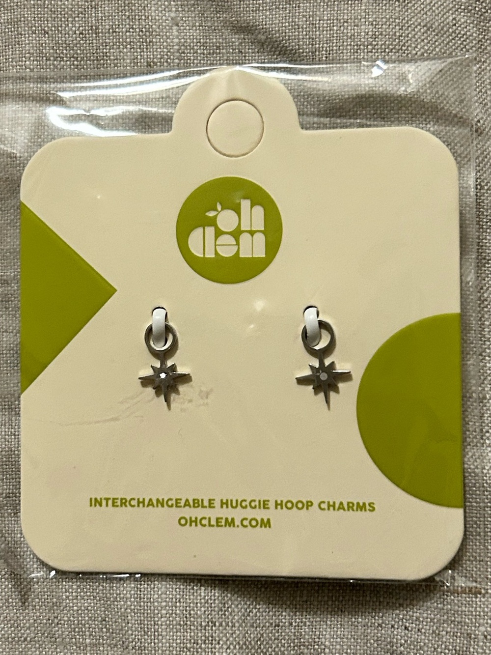 Oh Clem Mini Starburst Huggie Hoop Charm Earrings - Silver